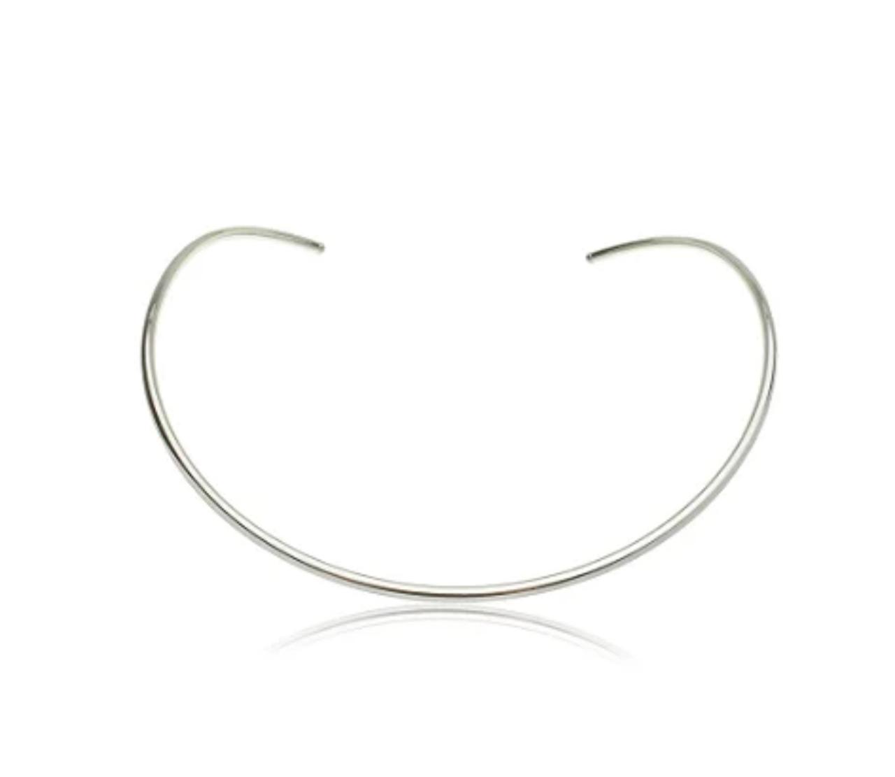 Colar Aro Liso com Banho em Ródio Branco 3mm