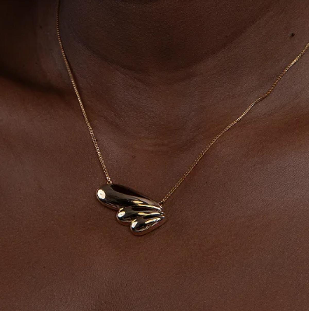 Conjunto de Brinco e Colar Liso com Banho em Ouro 18K - Imagem 3